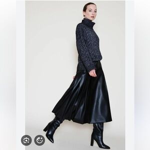 SLY010 Faux Leather Midi Skirt